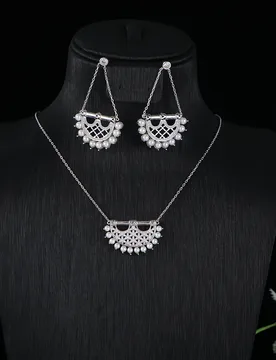 HIBRIDE Classic pearl sliver color pendant long life lock necklace earrings everyday decorative jewelry wedding prom gift 1069 - Aliexpress - FashionsVida