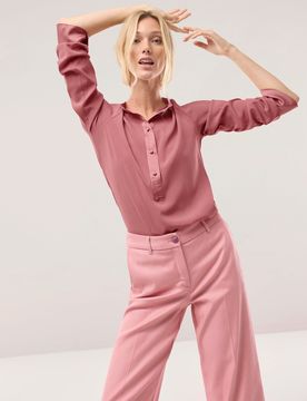 Polo Bluse aus Seide, noch offen: Filter Passform#noch offen: Größenlauf, Farbe Rosa, 38, edle Seide bequem, da elastisch Damen