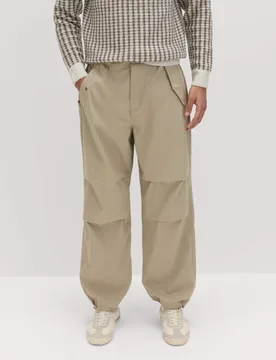Loose Fit Elasticated Waist Parachute Trousers Putty male - M&S - FashionsVida