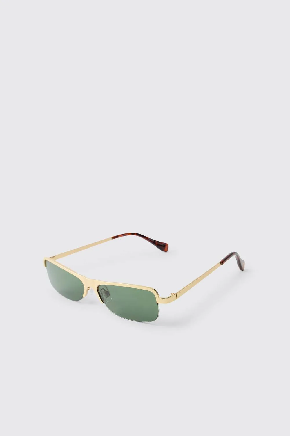 Herren Rechteckige Getönte Sonnenbrille Gold - boohooMAN - FashionsVida