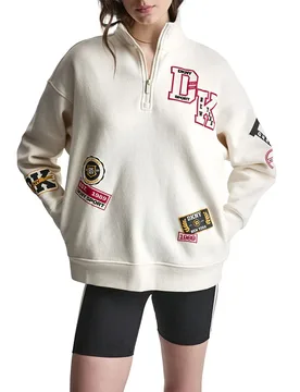 Felpa Con Mezza Zip Sport Campus Eggnog Beige M - DKNY - FashionsVida