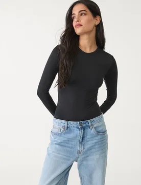 Body mit langen Ärmeln aus Polyamid Schwarz M - Stradivarius - FashionsVida