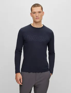 Mens Tognbo Logo T-Shirt In Dark Blue Cotton - Size 2xl - BOSS - FashionsVida