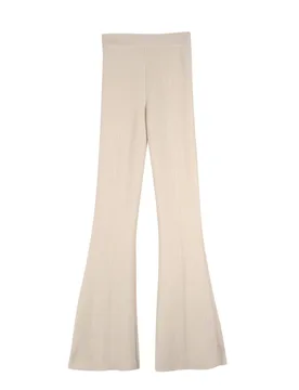 Cream Maia Cashmere Flared Trousers - Galvan - FashionsVida