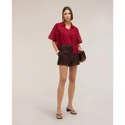 Shorts de mujer de encaje macramé corte corto cintura elástica con cordón