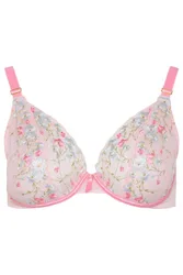 Women's Lace Underwired Non Padded Bra in Pink Size: 44F - Pink - Size: 44F