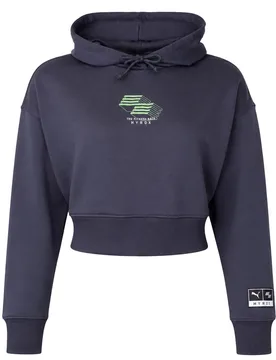 X Hyrox Womens Dark Grey Cropped Hoodie - Size Medium - Puma - FashionsVida