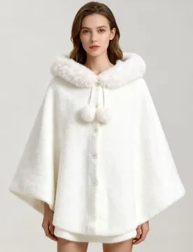 Autumn Winter New Fur Collar Hooded Shawl Cape Imitation Mink Fur Fashionable Fur Ball Cape Plus Size Cardigan Jacket for Women - Aliexpress - FashionsVida