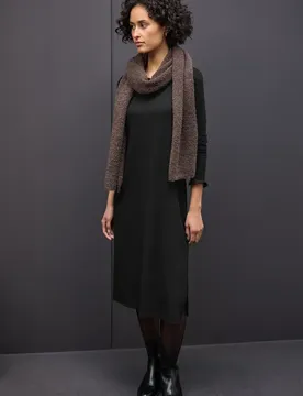 Midi-Kleid in Rippstruktur female Schwarz