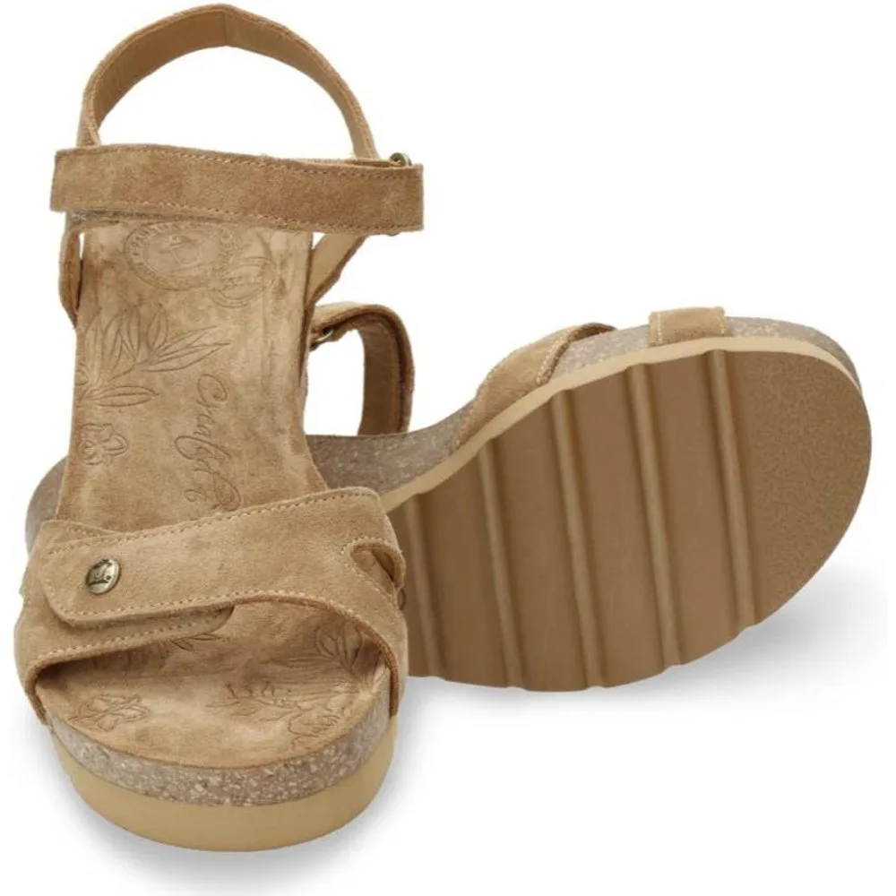 Sandalias de cuña de mujer en velour con forro de piel - Panama Jack - FashionsVida