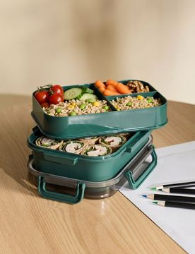 Lunch box con scomparti - verde petrolio
