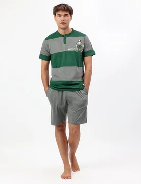 Pijama corto de hombre de punto de raya tejida en color - Disney - FashionsVida