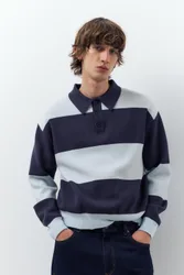 Paneled Knit Polo Shirt (Size: )