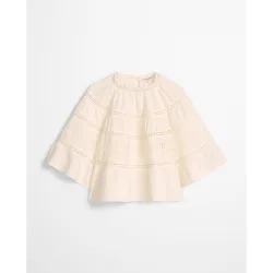Blusa boho de estilo folclórico relajado de gasa de algodón bordada