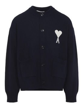 Ami Paris Cardigan In Lana E Cotone
