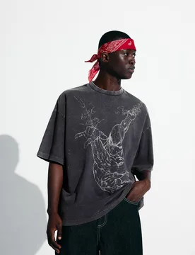 T-Shirt Manches Courtes Spider-Man Xl Gris - Bershka - FashionsVida