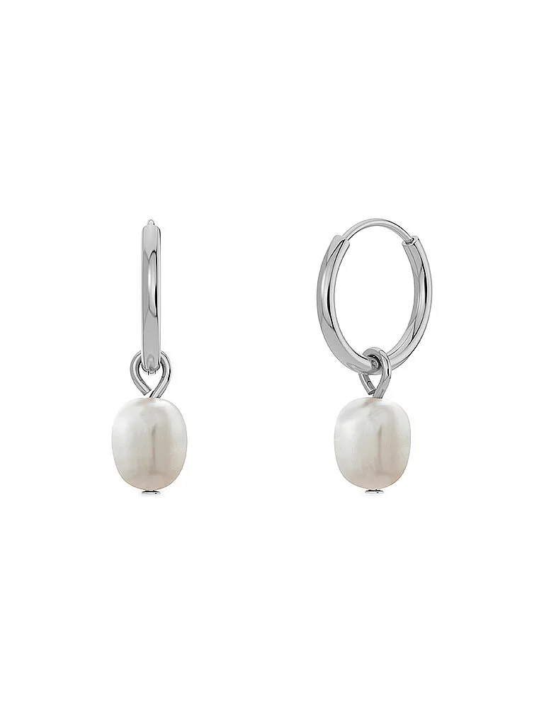 Boucles d'oreilles PERLA HOOPS Steel argent - Edblad - FashionsVida