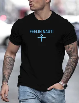 MEN FEELIN NAUTI pattern summer casual round neck short T-shirt - Aliexpress - FashionsVida