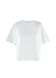 Amaru White String-Embellished T-Shirt