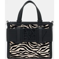 Bolso de mujer tote estampado animal de zebra con logo AX