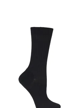 Pair Black Classic Merino Wool Ribbed Socks Ladies 4-7 Ladies - - Black - Size: Small - Pantherella - FashionsVida