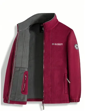 Chaqueta de cuello alto de sherpa para hombres, forrada térmicamente por ambos lados, de estilo casual de negocios, gruesa y cálida, para pareja, de - Shein - FashionsVida