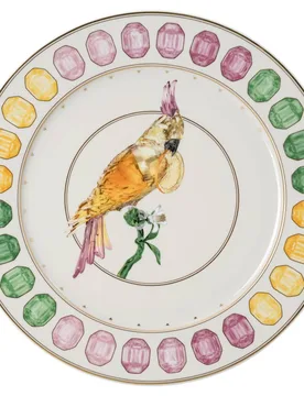 Piatto di servizio Idyllia, Porcellana, Motivo con stampa in cristallo, cacatua, Multicolore OS - Swarovski - FashionsVida