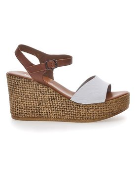 Sandali Marroni e Bianchi Con Zeppa 6441504 39
