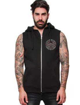 Weste - Hawaiian Mask Man's Hoodie Vest - M bis XL - für Männer - Größe M - schwarz - Männer - male - Outer Vision - FashionsVida