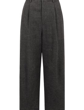 Wide-Pleat Wool-Blend Trousers with Back Welt Pockets