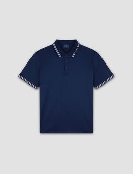Polo con righe sul collo uomo blue