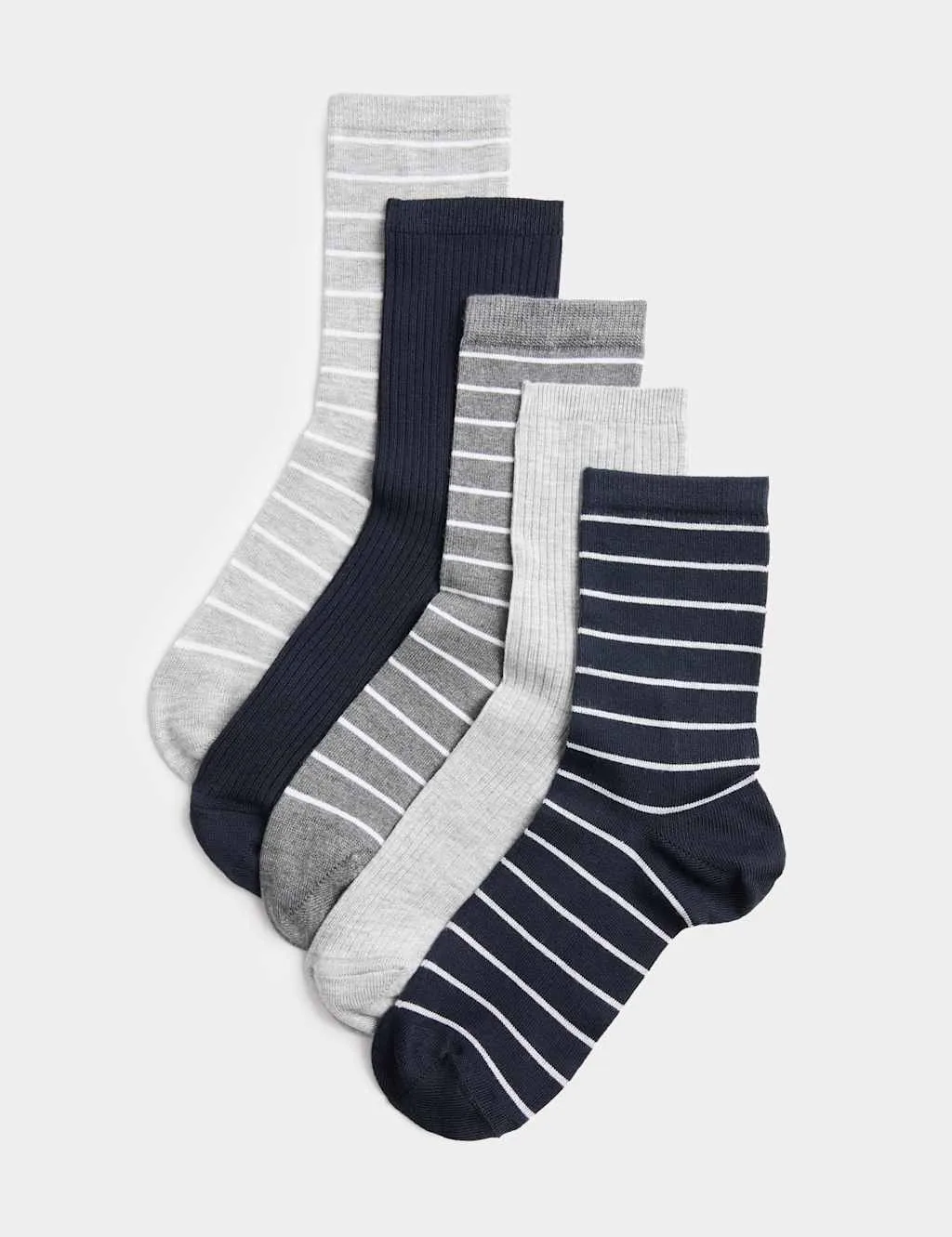 Pack Supersoft Striped Crew Socks Navy Mix female - M&S - FashionsVida