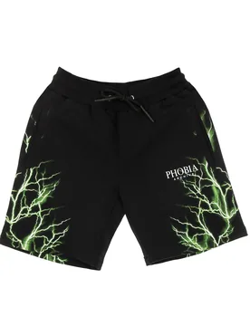 Pantalone Corto Tuta Uomo Green Lightning Shorts Black/green - PHOBIA - FashionsVida