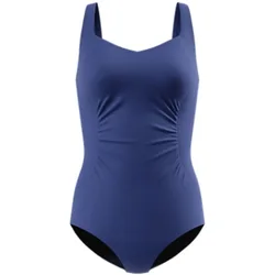 Shirred Damen Badeanzug, blau 46