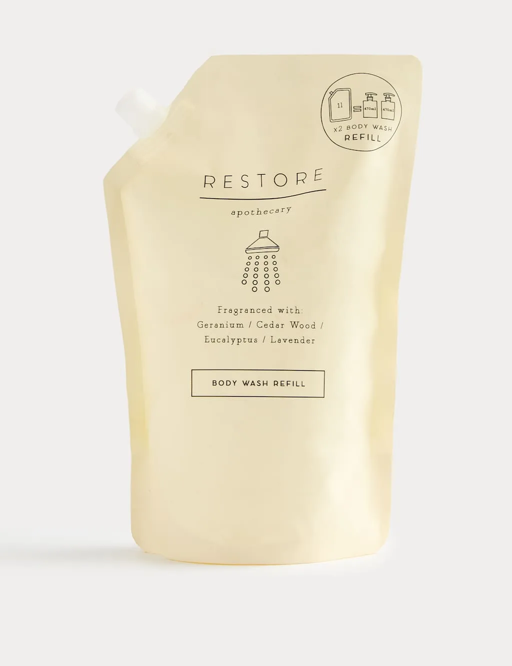 Restore Body Wash Refill 1000ml female - Apothecary - FashionsVida