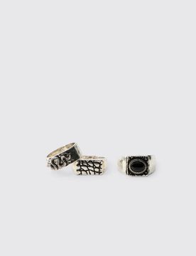 Herren 3er Pack Chunky Ringe Silver Größe Small/Medium