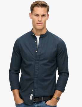 Superdry Herren Dunkelblau The Merchant Store - Grandad-Hemd, Größe: M