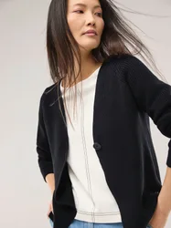 Strickjacke in Patentstrick, normale Größen, Farbe Schwarz, 42, Damen
