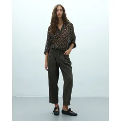 Blusa de mujer estampada cuello mao manga larga