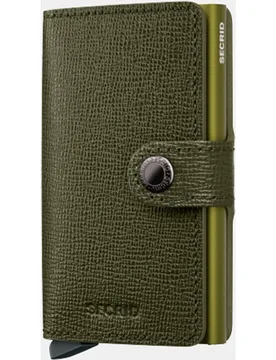 Tarjetero de piel crisple kaki con protección RFID - Secrid - FashionsVida