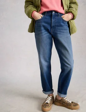 Mid Rise Straight Leg Jeans Blue Denim female - White stuff - FashionsVida