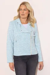 Women's Textured Biker Jacket in Light Blue Size: 10 - Light Blue - Size: 10
