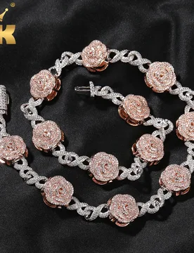 THE BLING KING Rose Flower Infinity Link Chain Necklace Prong Setting 5A Cubic Zirconia Choker HipHop Fashion Jewelry - Aliexpress - FashionsVida