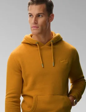 Superdry Herren Baumwolle Logostickerei Vintage Kapuzenpullover, Gelb - Größe: L - 79.99 - FashionsVida