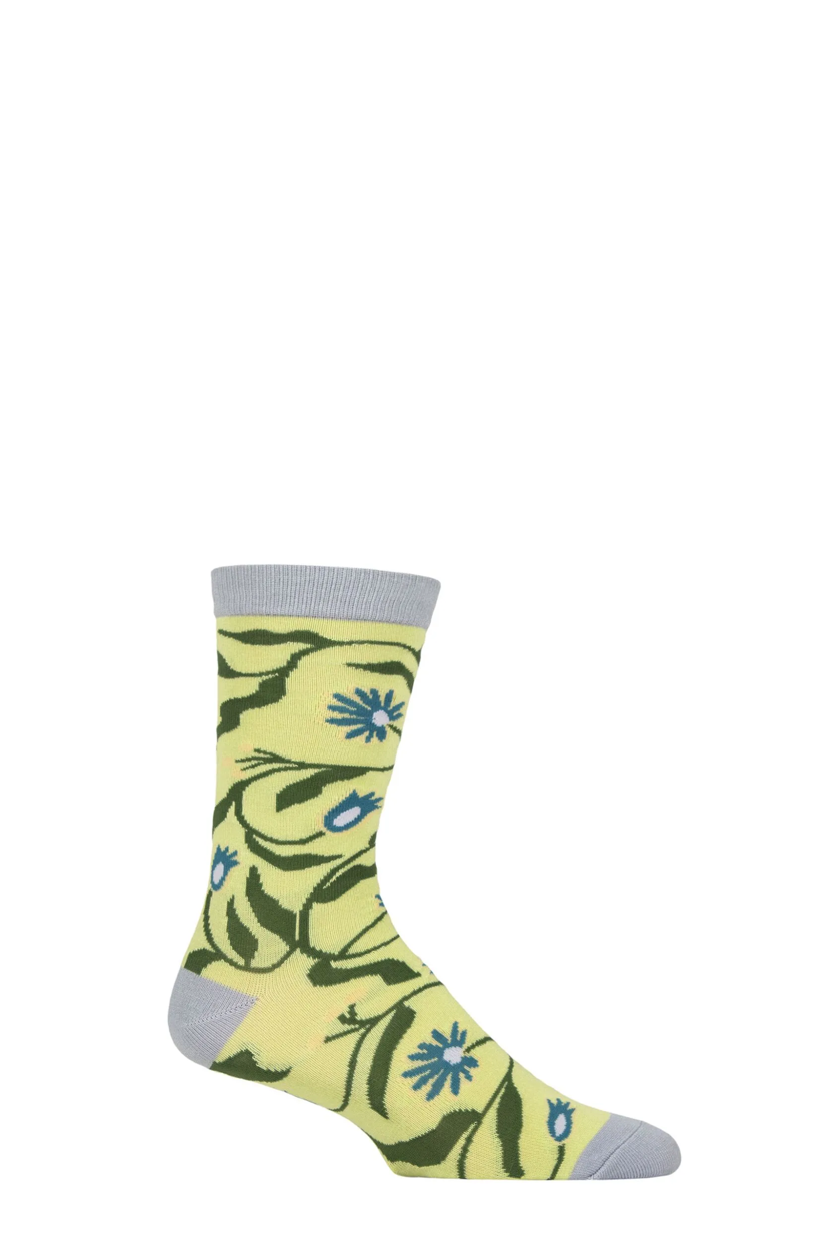 Pair Shared Earth Bamboo Blue Flowers Socks Multi 7-12 - Multi Coloured - Size: 7-12 - SockShop - FashionsVida