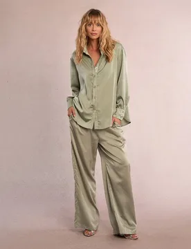Pantalón ancho de mujer largo abalorios brillantes - Molly Bracken - FashionsVida
