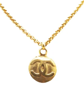 CC Gold Plated Circle Pendant Necklace - Chanel - FashionsVida