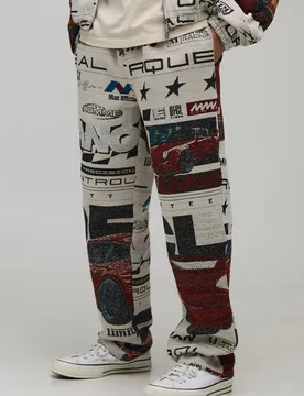 Herren Lockere Moto-Gobelin-Hose Red Größe Large - boohooMAN - FashionsVida