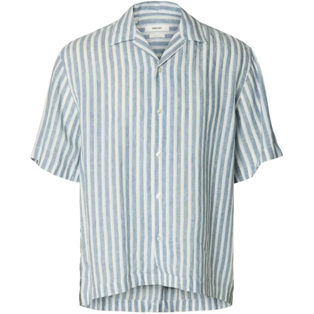 Camisa de hombre manga corta de lino - Selected - FashionsVida