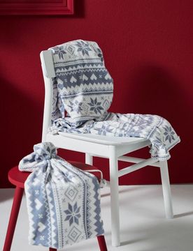 Coperta con motivo invernale - grigio chiaro